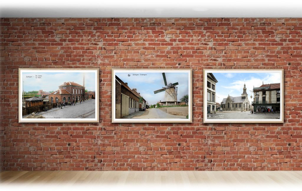 ingekleurde 100 jaar oude postkaarten